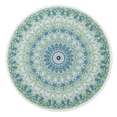 Zee Groen en Blauw Kust Mandala Patroon Keramische Knop (Voorkant)