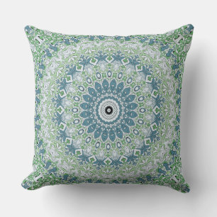 Zee Groen en Blauw Kust Mandala Patroon Kussen