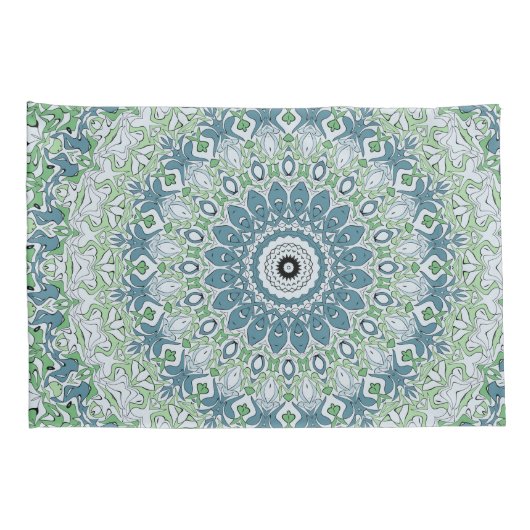 Zee Groen en Blauw Kust Mandala Patroon Kussensloop (Achterkant-Rechts)