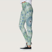 Zee Groen en Blauw Kust Mandala Patroon Leggings (Links)