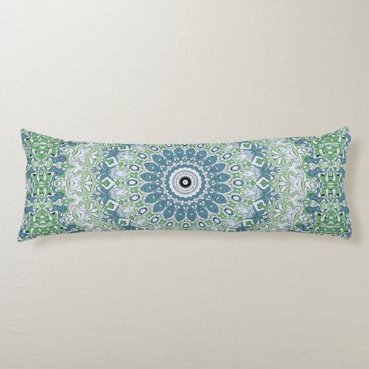 Zee Groen en Blauw Kust Mandala Patroon Lichaamskussen (Voorkant)