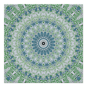 Zee Groen en Blauw Kust Mandala Patroon Perfect Poster