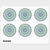 Zee Groen en Blauw Kust Mandala Patroon Ronde Sticker (Vel)