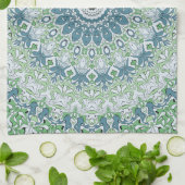 Zee Groen en Blauw Kust Mandala Patroon Theedoek (Gevouwen)