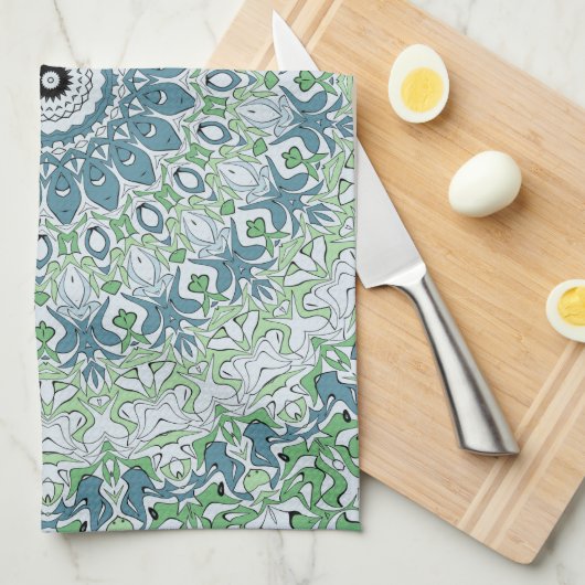 Zee Groen en Blauw Kust Mandala Patroon Theedoek (Quarter Fold)