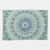 Zee Groen en Blauw Kust Mandala Patroon Theedoek (Horizontaal)