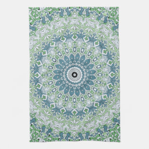 Zee Groen en Blauw Kust Mandala Patroon Theedoek