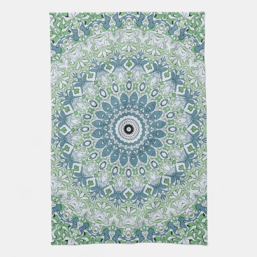 Zee Groen en Blauw Kust Mandala Patroon Theedoek (Verticaal)