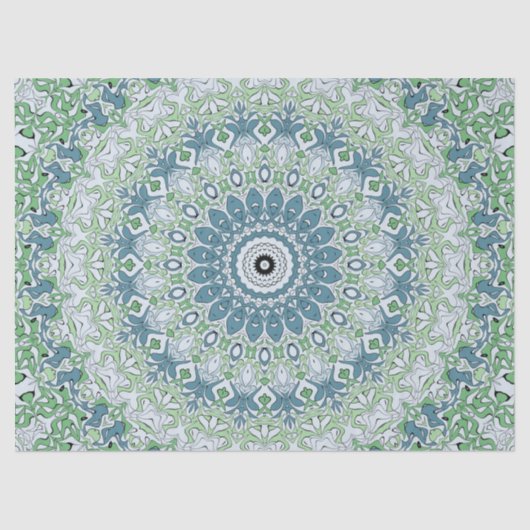 Zee Groen en Blauw Kust Mandala Patroon Tissuepapier (Voorkant)