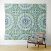 Zee Groen en Blauw Kust Mandala Patroon Wandkleed (In Situ (horizontaal))