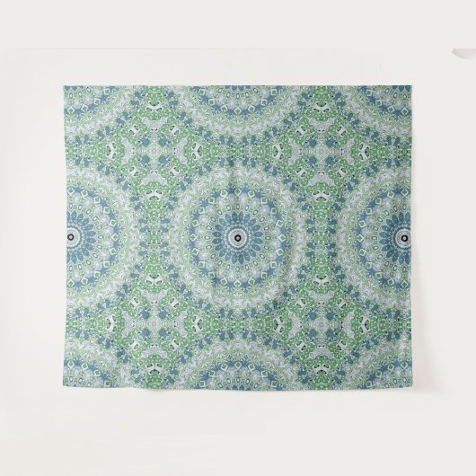 Zee Groen en Blauw Kust Mandala Patroon Wandkleed (Voorkant (horizontaal))