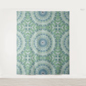 Zee Groen en Blauw Kust Mandala Patroon Wandkleed (Voorkant)