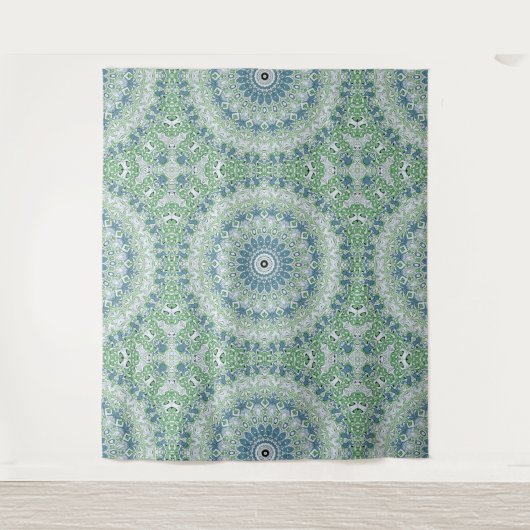 Zee Groen en Blauw Kust Mandala Patroon Wandkleed (Voorkant)