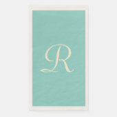 Zee groen en crème monogram minimalistische pastel servet (Voorkant)