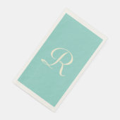 Zee groen en crème monogram minimalistische pastel servet (Hoek)