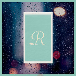 Zee groen en crèmekleurig monogram minimalistisch servet