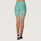 Zee groen en verbrand sinaasappel trendy abstract  leggings (Achterkant)