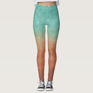 Zee groen en verbrand sinaasappel trendy abstract  leggings