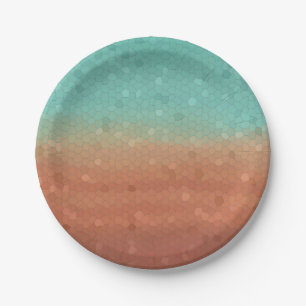 Zee groen en verbrand sinaasappel trendy abstract papieren bordje