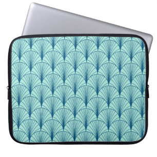 Zee Groen Geometrisch: Ventilatorpatroon. Laptop Sleeve