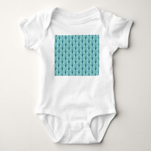 Zee Groen Geometrisch: Ventilatorpatroon. Romper (Voorkant)
