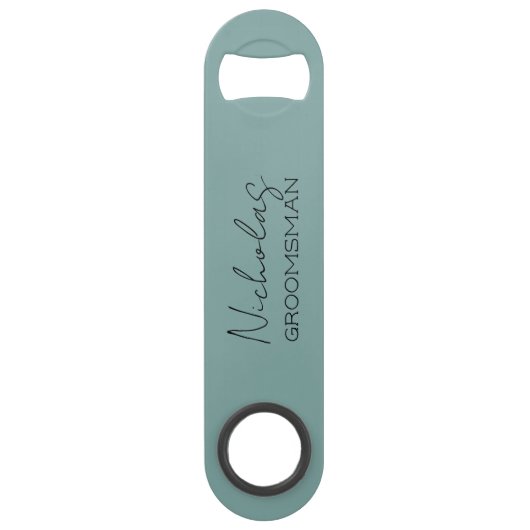 Zee Groen Gepersonaliseerde Groomsman Speed Flessenopener (Voorkant)