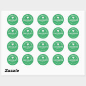 Zee Groen Glitter Achtergrond Gebakken Met Liefde Ronde Sticker (Vel)