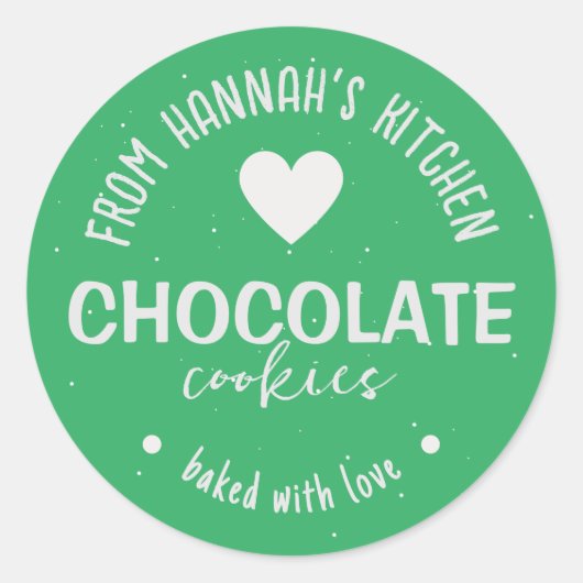 Zee Groen Glitter Achtergrond Gebakken Met Liefde Ronde Sticker (Voorkant)