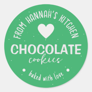 Zee Groen Glitter Achtergrond Gebakken Met Liefde Ronde Sticker