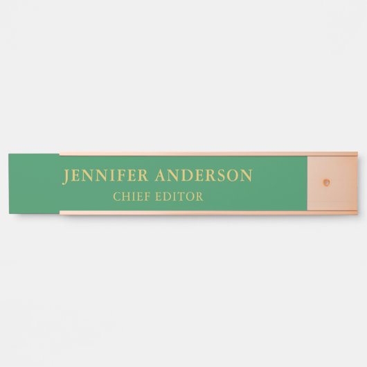 Zee Groen & Goud Kleuren Professionele Modern Plai Deurbordje (Voorkant)