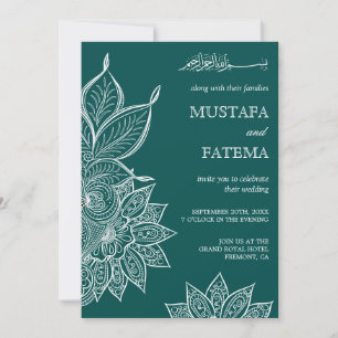Zee Groen Mehendi Henna Islamitisch Huwelijk Kaart