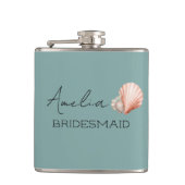 Zee Groen met Schelp Persoonlijke Bruid Heupfles (Voorkant)