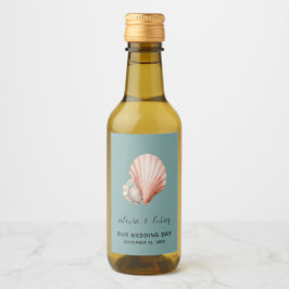 Zee Groen met Shell "Onze trouwdag" Mini Wijn Etiket