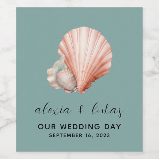 Zee Groen met Shell "Onze trouwdag" Wijn Etiket (Enkel label)