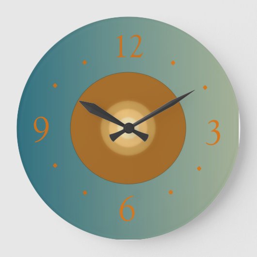 Zee groen met Tan Center> Simplistic Clocks Grote Klok (Voorkant)