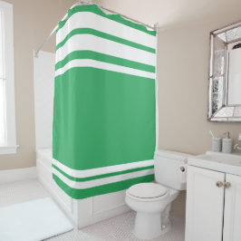 Zee Groen: Moderne Lijnen in Wit Douchegordijn