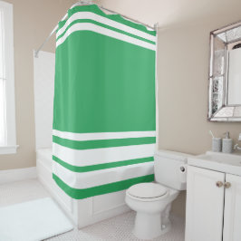 Zee Groen: Moderne Lijnen in Wit Douchegordijn