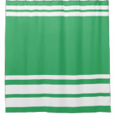 Zee Groen: Moderne Lijnen in Wit Douchegordijn (Voorkant)