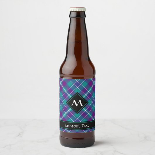 Zee Groen, Paars en blauw Tartan Bier Etiket (Voorkant)