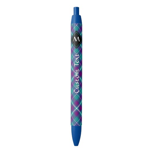 Zee Groen, Paars en blauw Tartan Blauwe Inkt Pen (Voorkant Verticaal)