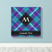 Zee Groen, Paars en blauw Tartan Canvas Afdruk (Insitu (Houten vloer))
