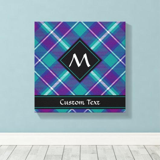 Zee Groen, Paars en blauw Tartan Canvas Afdruk (Insitu (Houten vloer))