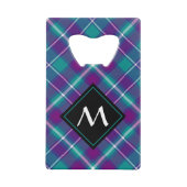 Zee Groen, Paars en blauw Tartan Creditkaart Flessenopener (Voorkant)