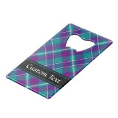 Zee Groen, Paars en blauw Tartan Creditkaart Flessenopener (Achterkant Gekanteld)