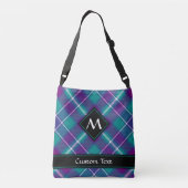 Zee Groen, Paars en blauw Tartan Crossbody Tas (Achterkant)