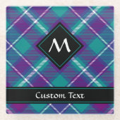 Zee Groen, Paars en blauw Tartan Glazen Onderzetter (Voorkant)