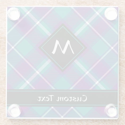 Zee Groen, Paars en blauw Tartan Glazen Onderzetter (Achterkant)