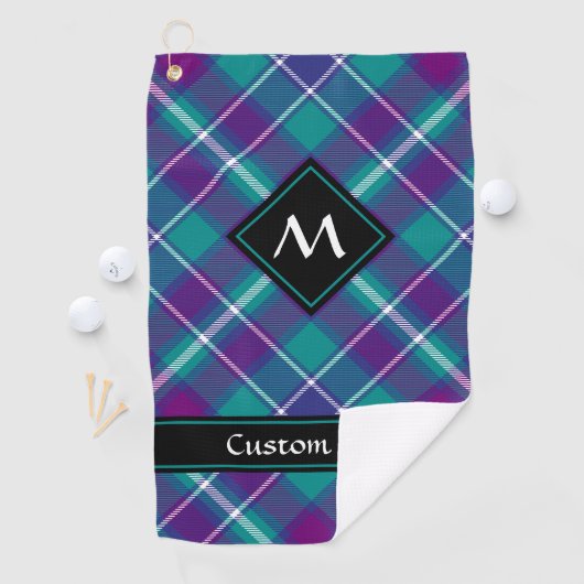 Zee Groen, Paars en blauw Tartan Golfhanddoek (Insitu)