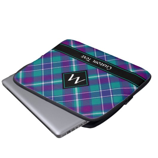 Zee Groen, Paars en blauw Tartan Laptop Sleeve (Voorkant onderkant)