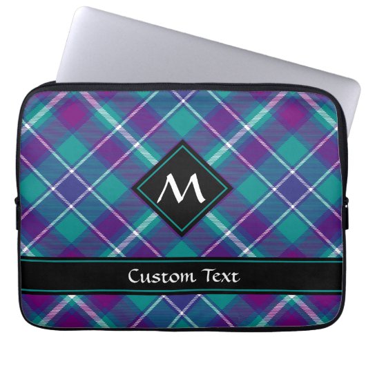 Zee Groen, Paars en blauw Tartan Laptop Sleeve (Voorkant)